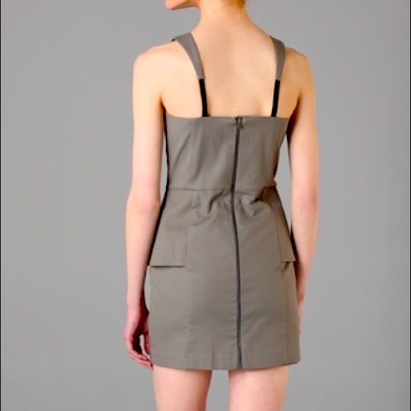 MICHELLE MASON | Designer Olive Green Mini Peplum dress - Picture 7 of 10